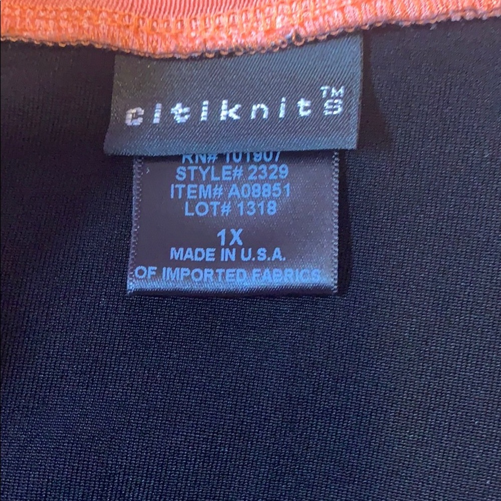 Citi Knit Black Wrinkle Resistant Zip Up Coral Accent Plus Jacket - Picture 10 of 12